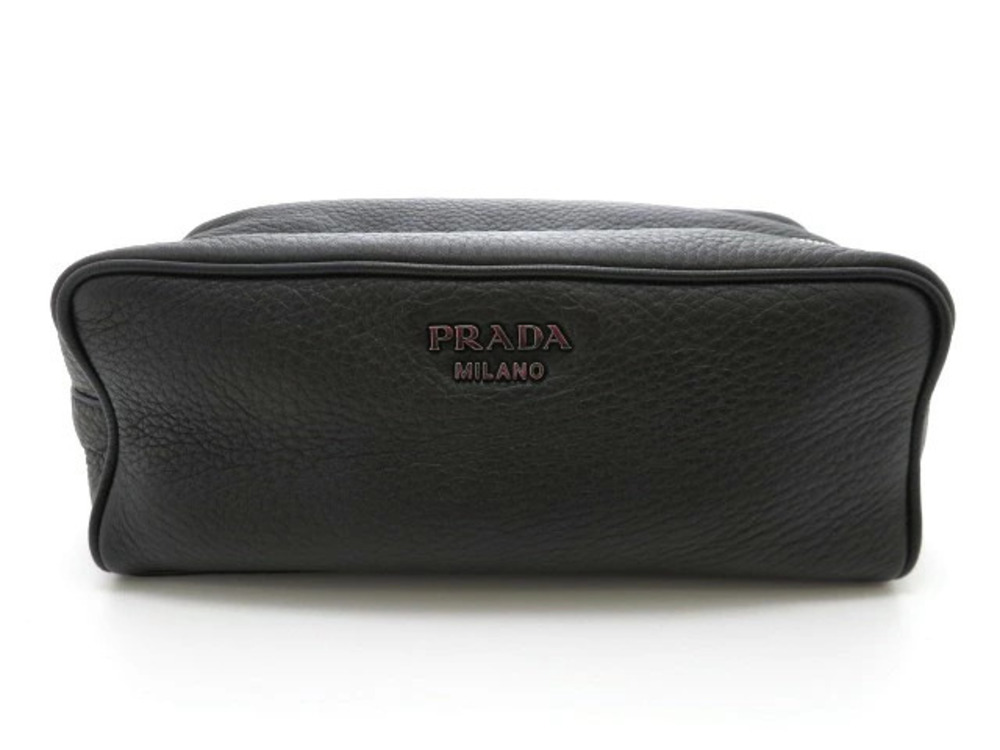 Prada Shoulder Bag Calfskin Black